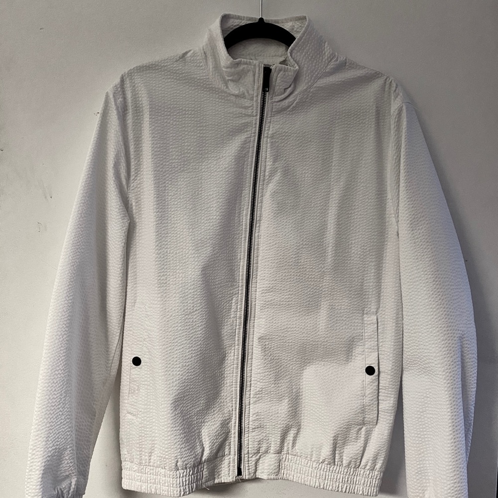 Zara men’s white pebble bomber jacket